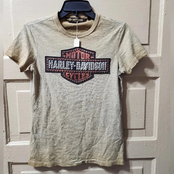 Harley-Davidson Studded Graphic Logo  Gradient Short Sleeve Tshirt EUC - Picture 2 of 7